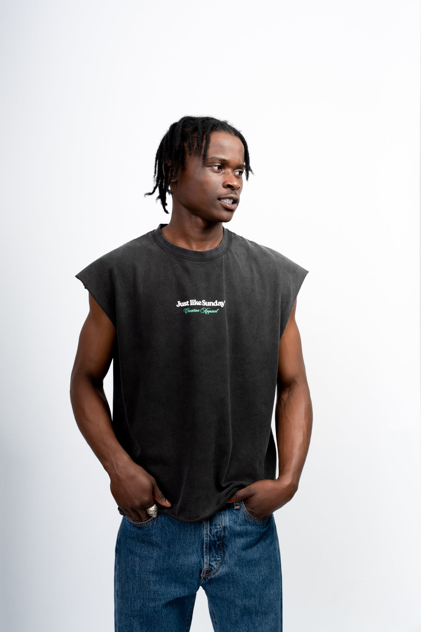 Acid Wash Vest – Charcoal Grey