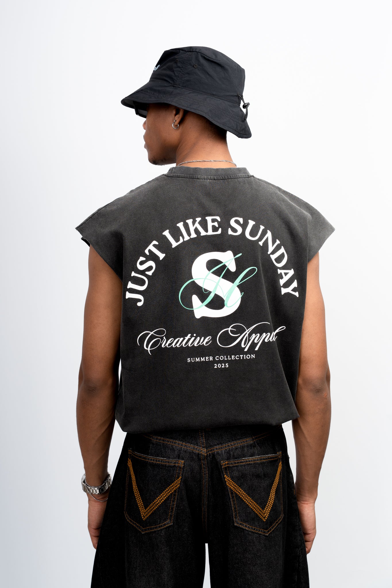 Acid Wash Vest – Charcoal Grey