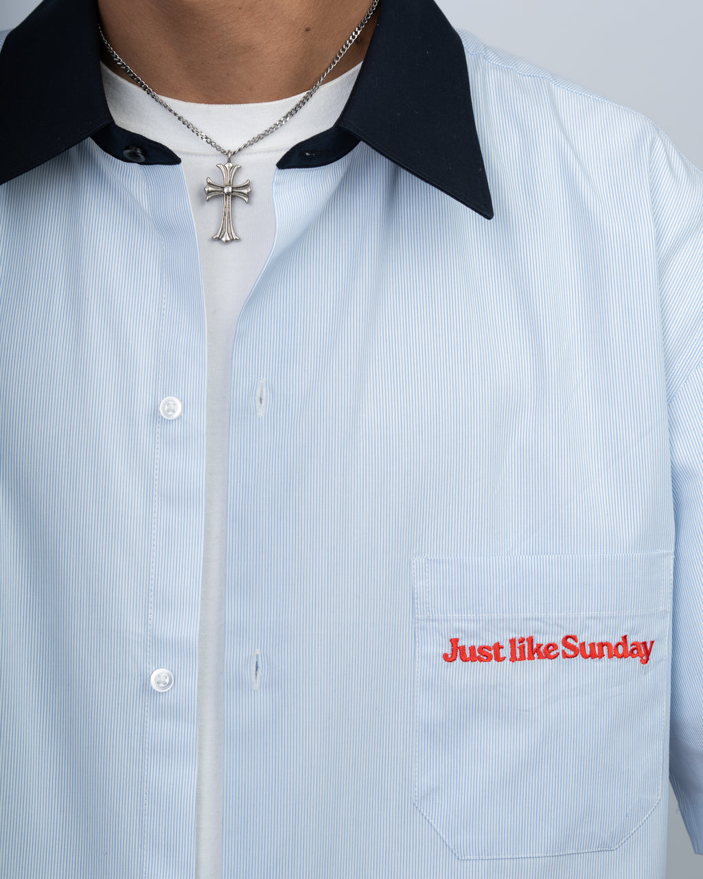Sunday Best Pinstripe Shirt – Light Blue
